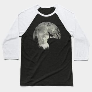 Great Dane Dog And Moon Scary Halloween Baseball T-Shirt